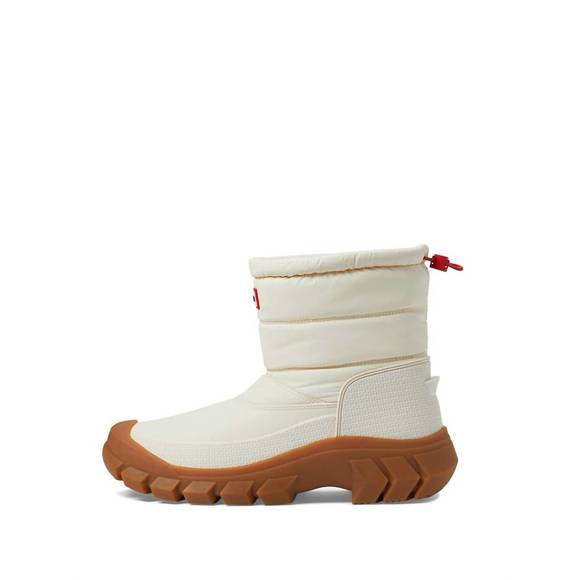 NEW HUNTER women's intrepid short snow boot in white willow/gum - Picture 3 of 5
